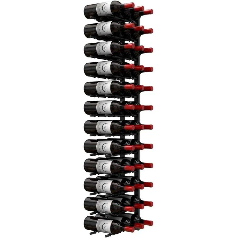

Wall Mounted Label-Out Wine Racks (4 Foot 3 Deep, Matte Black, 36 Wine Bottles) - Modern Metal Wine Storage,