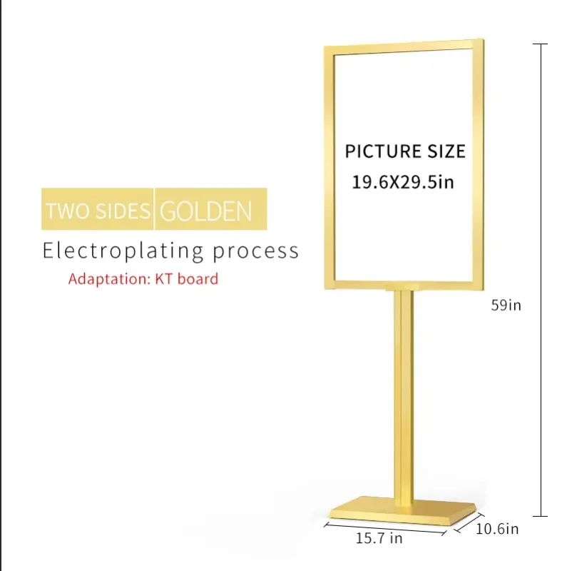 Champagne Gold and Rose Gold Menu Board Stand for Outdoor Durable Double Sided Signage for Retail Stores, Weddings, and Parties