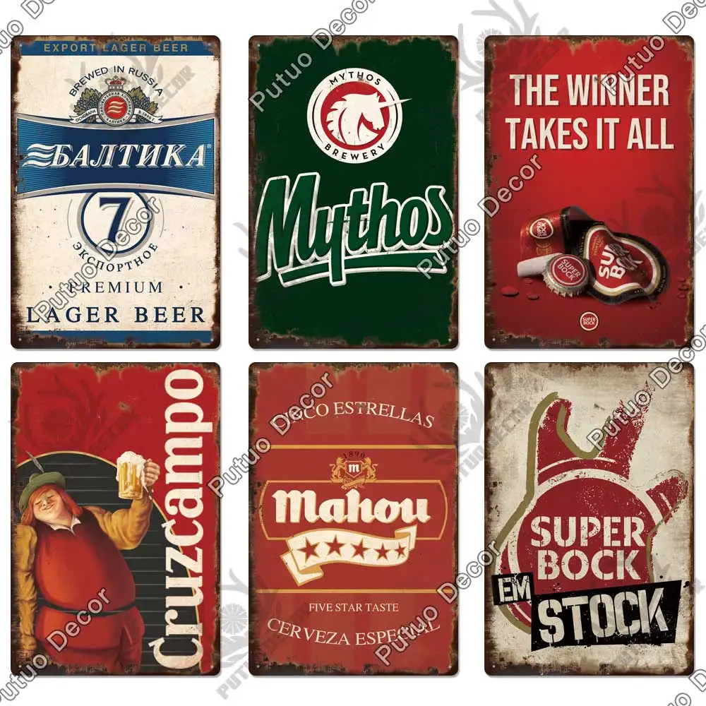 Putuo Decor Beer Brand Vintage Metal Sign Tin Sign Decorative Plaque Home Decor Pub Bar Man Cave Club Decor Wall Decoration