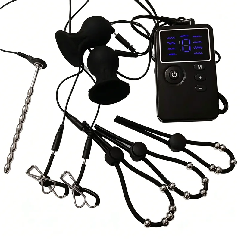 Metal Urethral Sounding Dilator Penis Plug Silicone Cock Rings 8 Modes Electric Shock Nipples Clips Breast Sucker Pumps Sex Toys