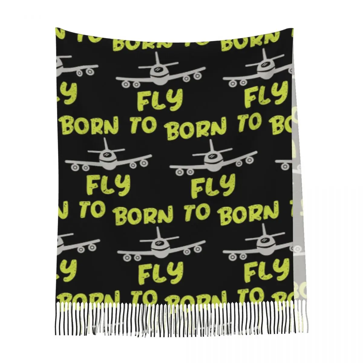 Born To Fly 로고 항공 파일럿 스카프 태슬 스카프 여성용 부드럽고 따뜻한 숄 및 랩 롱 가을 겨울 숄 랩