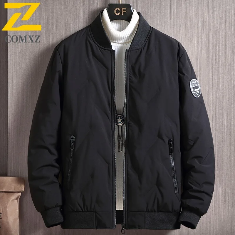 COMXZ Ultra Light Men Down Jacket Hiking Travel Thickened Warm Parka Casual Stand Collar Outdoor Cold Resistant Winter Down Coat