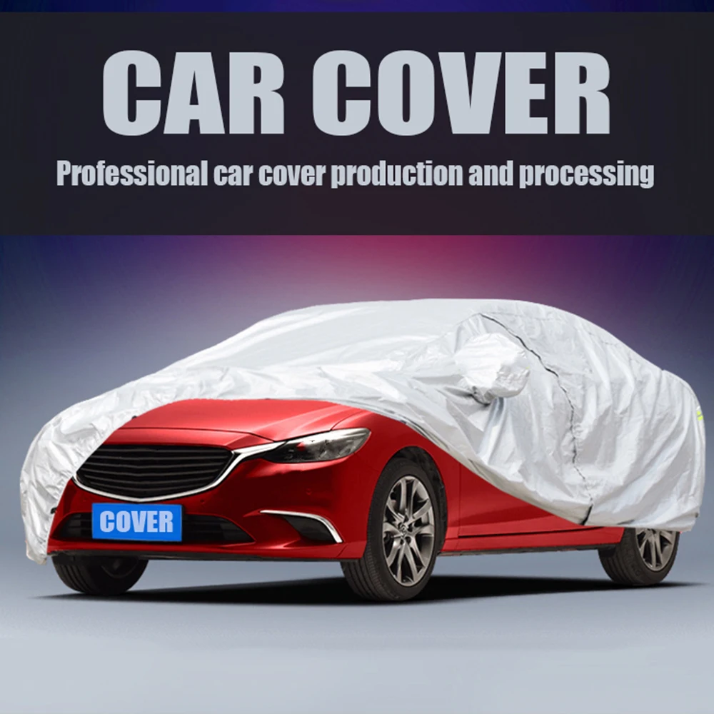 Full Car Cover Indoor Outdoor Sunscreen Heat Protection Rain Snow protective Auto Full Covers Umbrella Silver For SUV Sedan