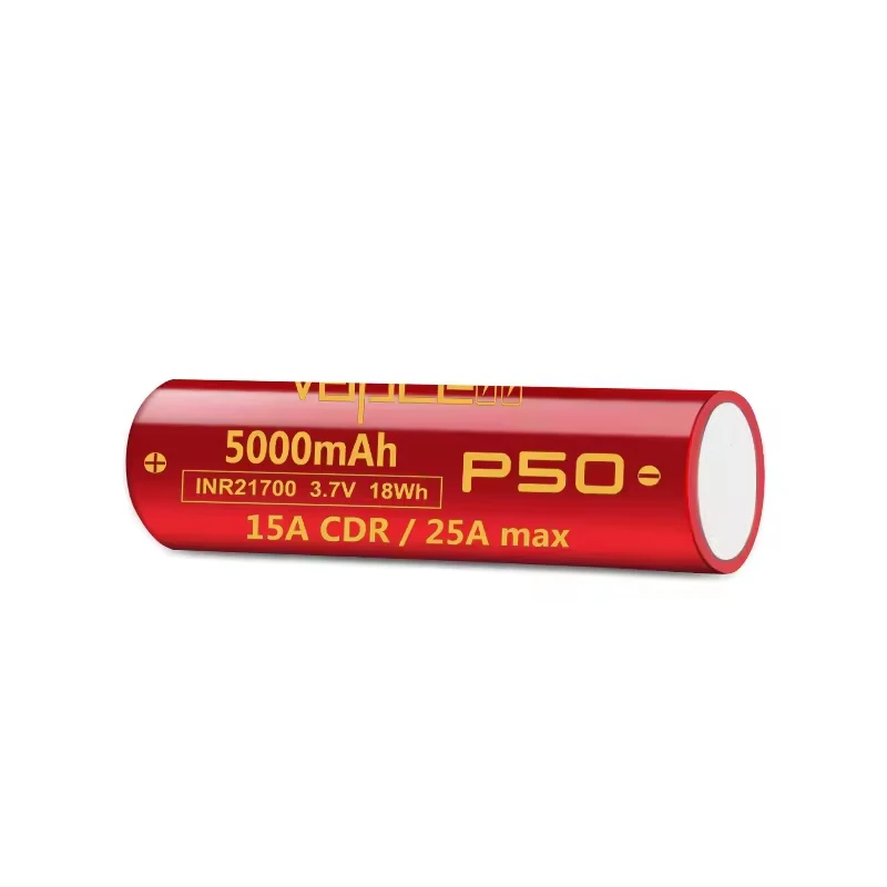 High Capacity Vapcell P50 INR 21700 3.7V 18Wh 5000mah Battery 15A CDR/25A max Lithium Rechargable Batteries for Power Tools