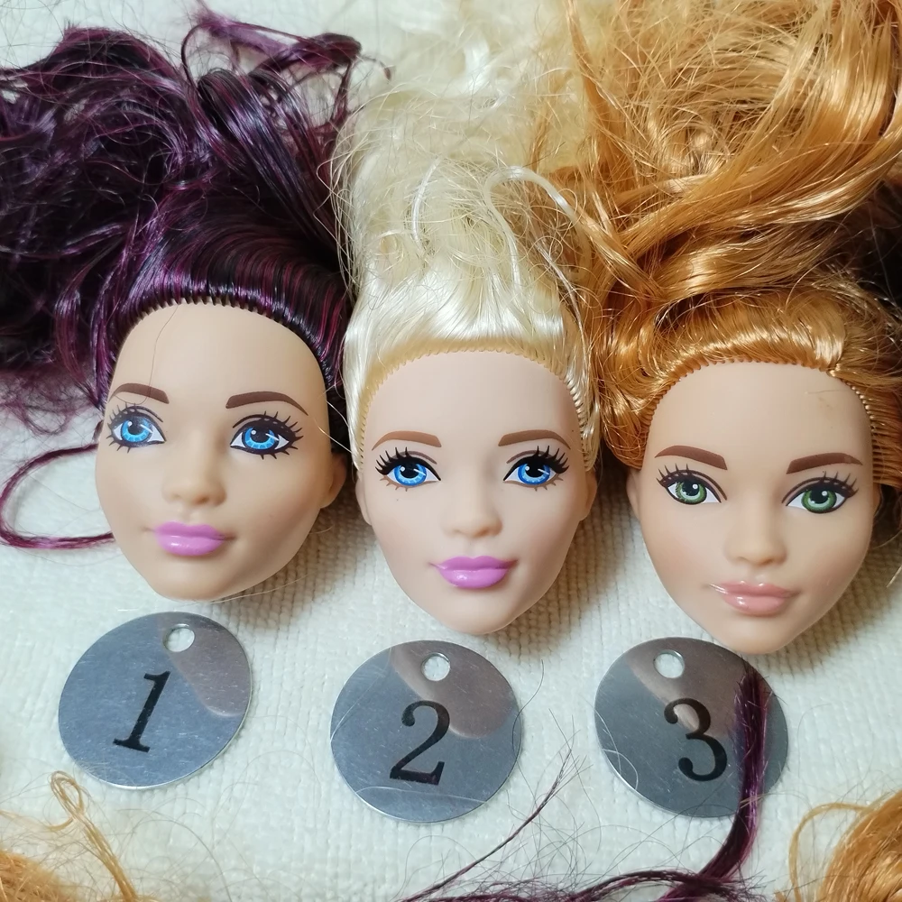 B111-3 Original Foreign Trade West Asia Dimples Beauty 1/6 OOAK NUDE Doll Head Mussed MIXED Hair for DIY B