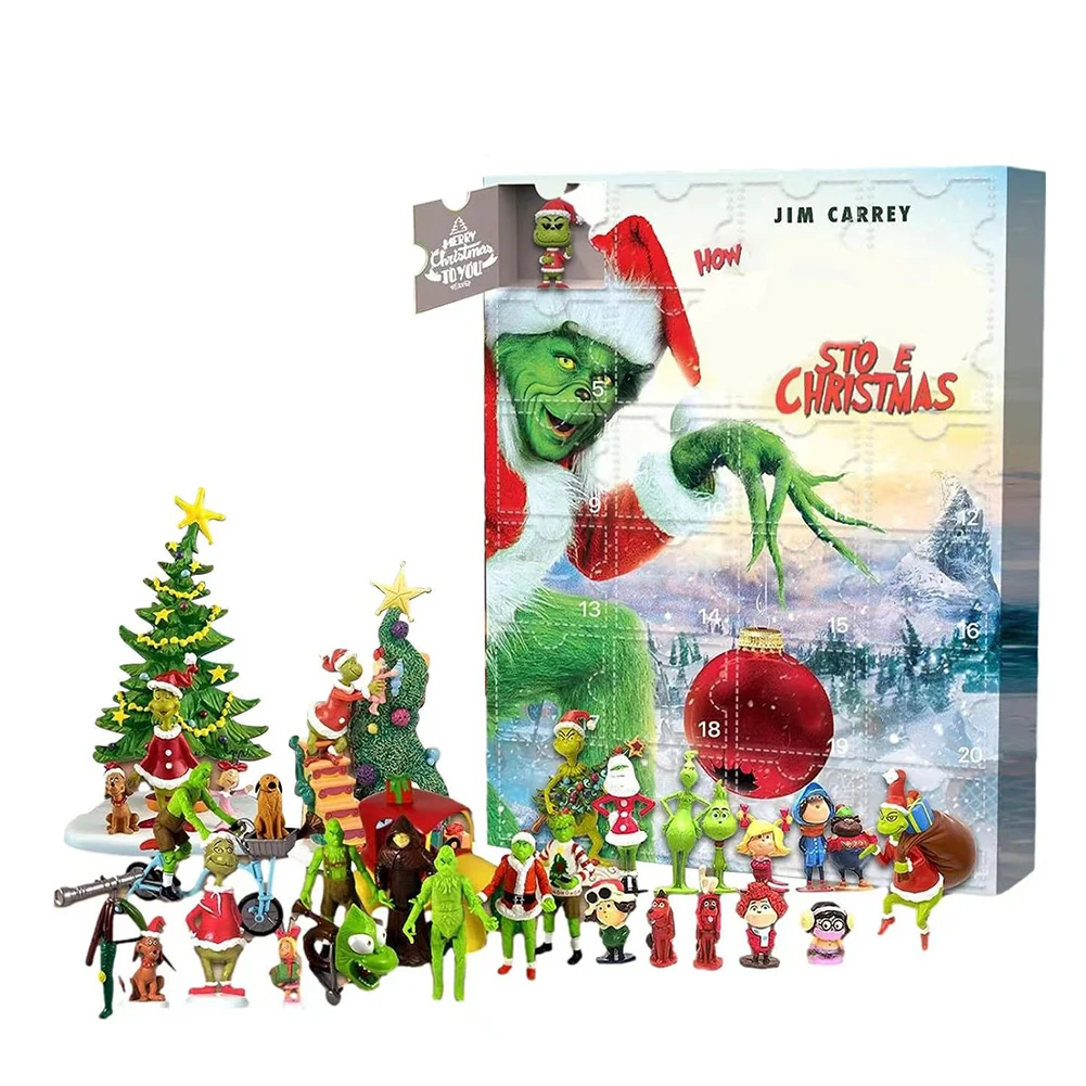Calendario de Adviento de vacaciones de Navidad para el hogar, caja de los ojos para decoración de escritorio de habitación, suministros de decoración, 24 días, 2024
