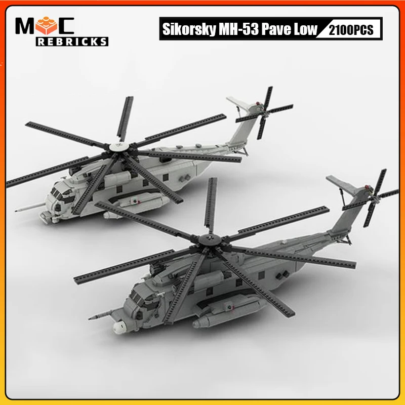 

New Military High-Tech Weapons US Air Force MH-53 Pave Low Helicopters MOC Building Block Rescue Aircraft Model Kid Brick Toys