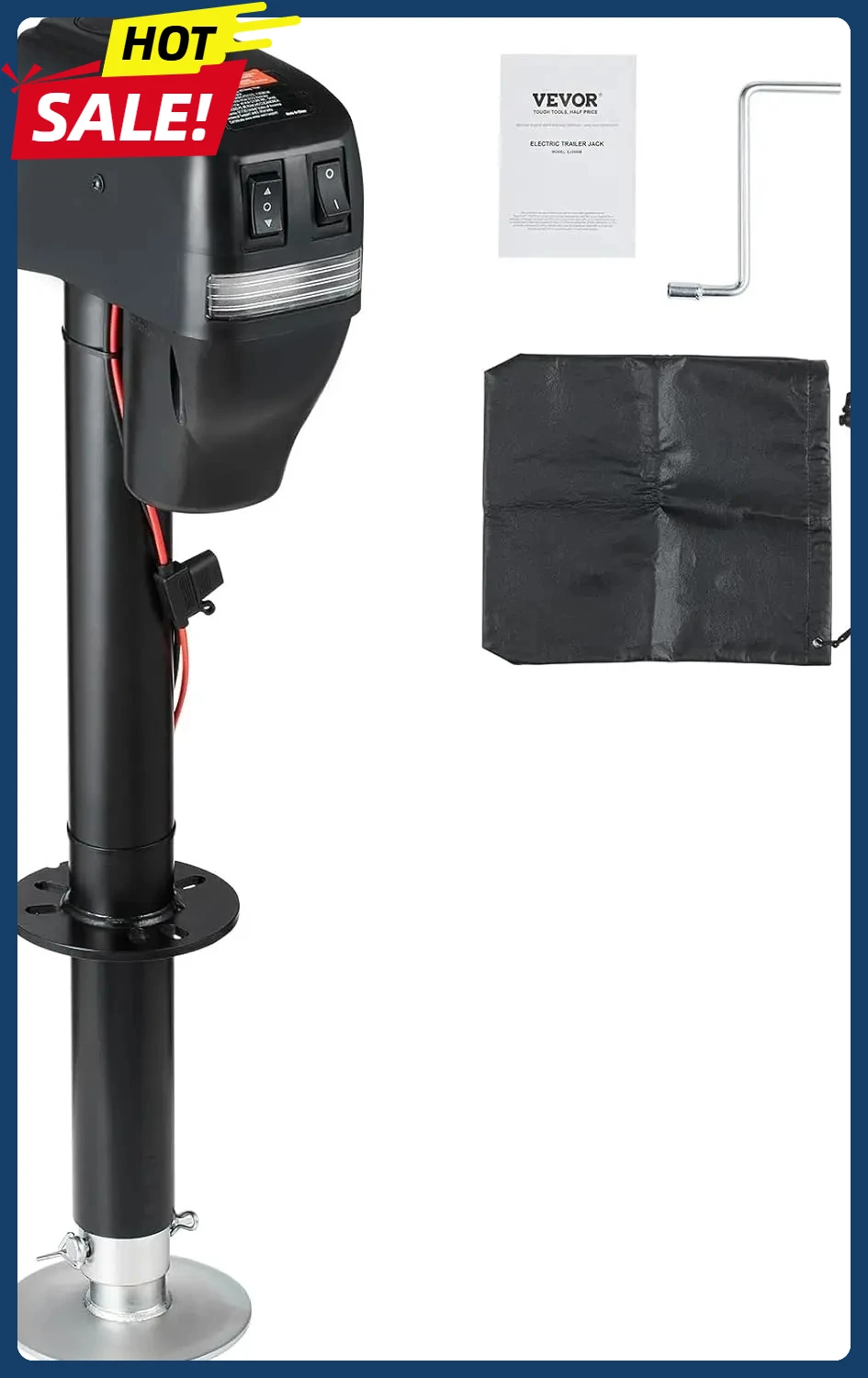 

Electric Trailer Jack, Power Tongue Jack Weight Capacity 4000lbs, 9.84"-33.85" Electric Tongue Jack with Waterproof Cover