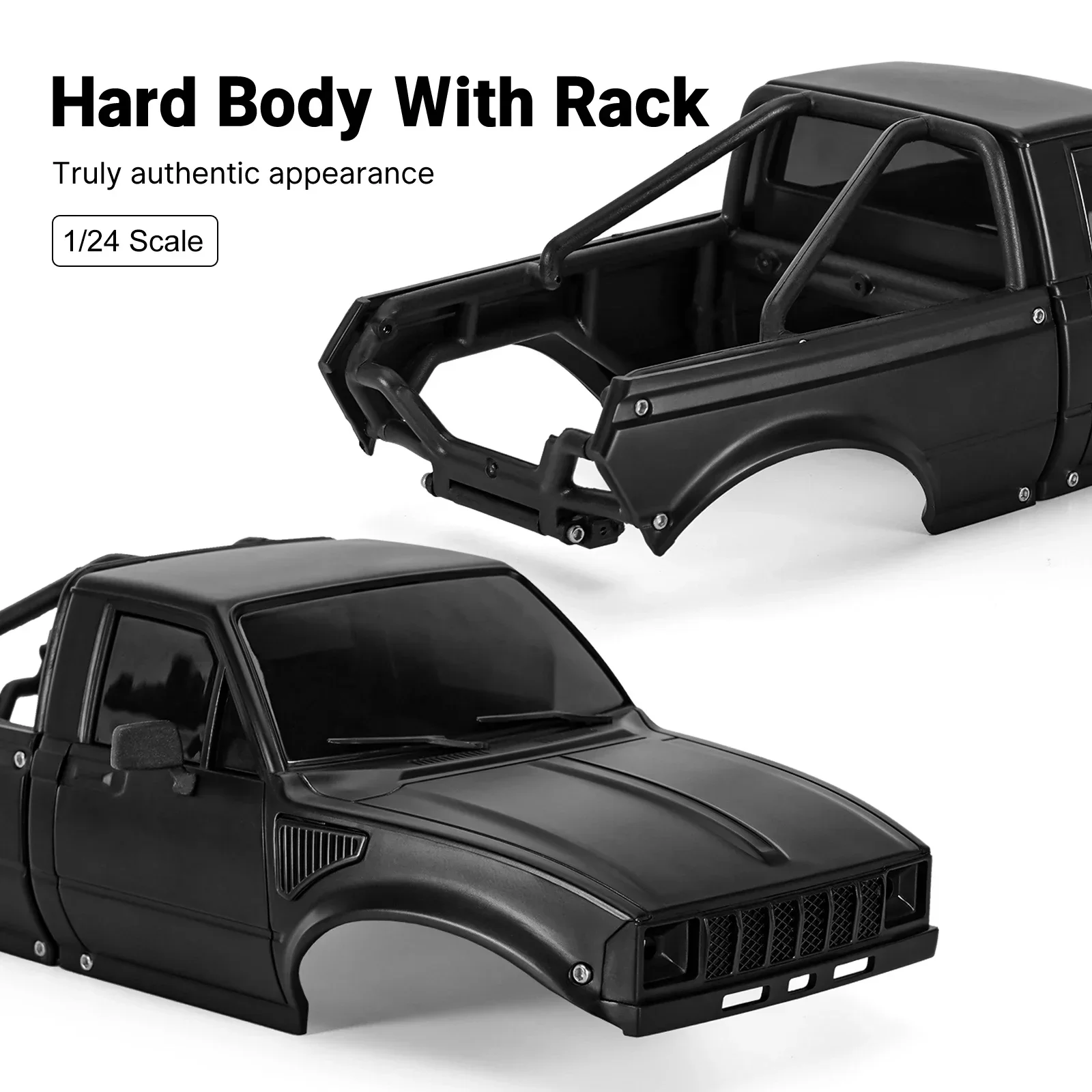 INJORA IR60-24 Pickup Hard Body Shell ze stojakiem na łóżko dla 1/24 RC Crawler Axial SCX24 C10 Bronco Jeep Wrangler Base Camp