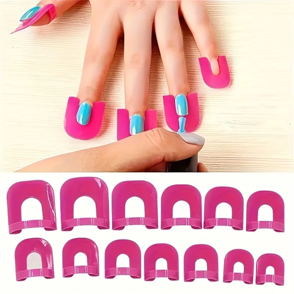 26Pcs U-shaped Nail Polish Protector Soft Plastic Spill Proof Nail Polish Spill Preventer G Curve Shape Nail Art Tools