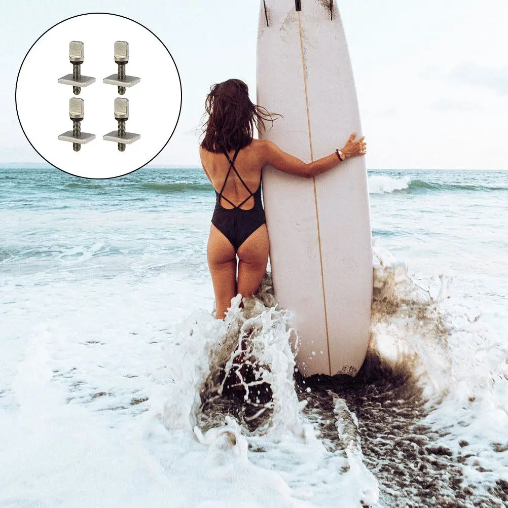 4Pcs Rust Proof Stainless Steel Surfing Fin Screws Professional Tail Fin Mounting Kit Wear Resistant Longboard Surfboard