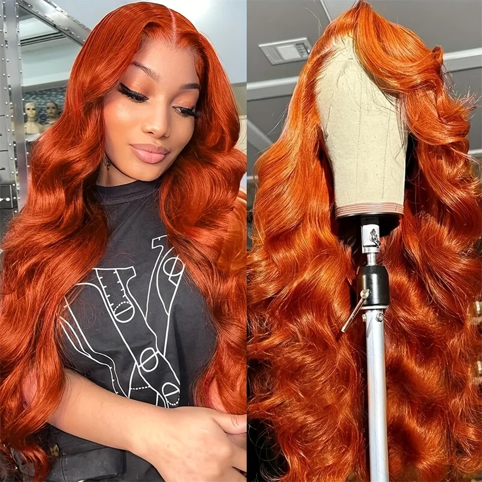 30 36 inch Colored Orange Ginger Lace Front Wigs Human Hair Body Wave 13x6 Hd Lace Frontal Wig Loose Wave 13x4 Lace Front Wigs