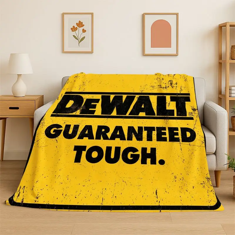 Retro D-DEWALT Electric Tools Logo Soft Flannel Throw Blanket,Warm Cozy Blanket for Bed,Couch,Sofa,Bedroom,Living Room,Camping