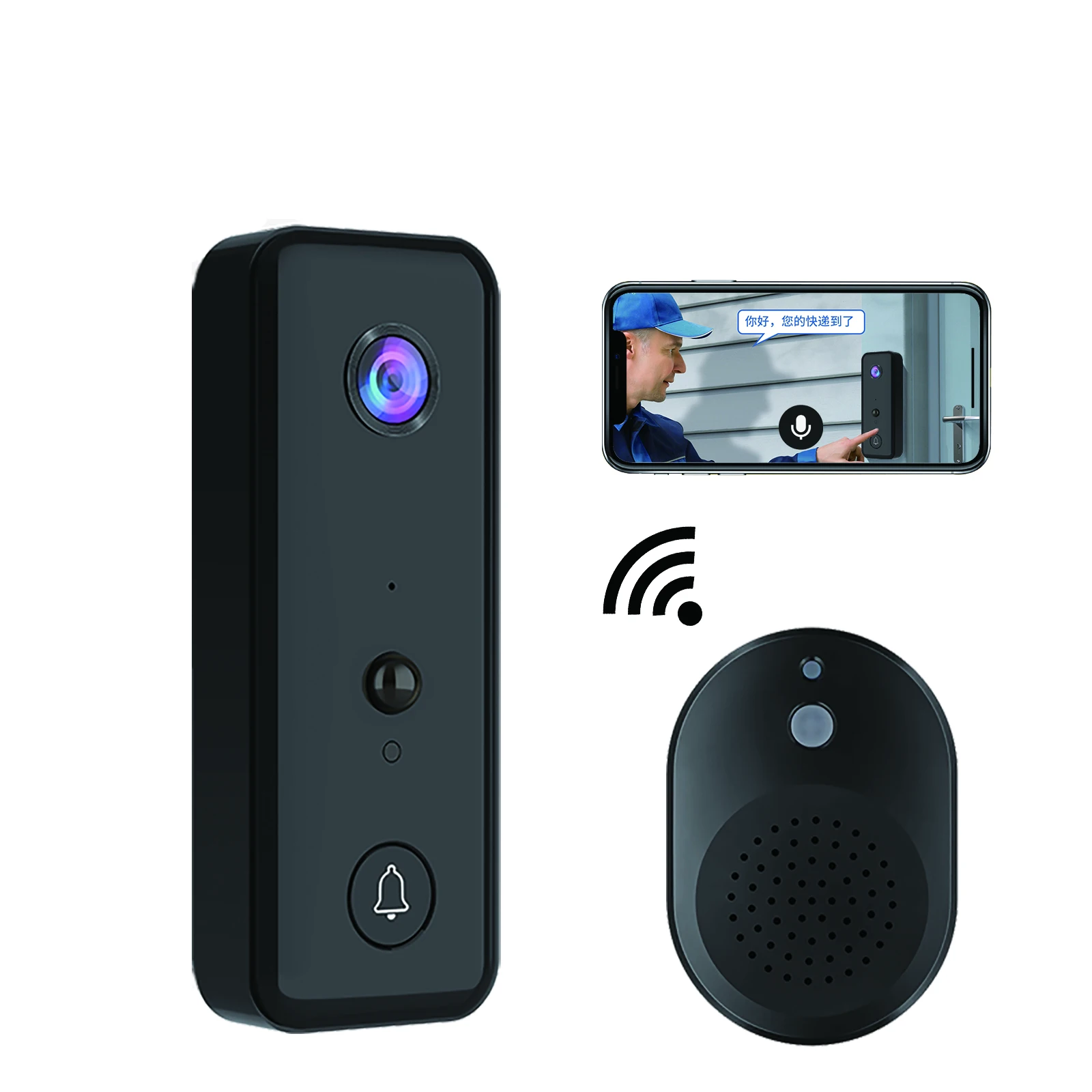 720P Battery Power Wireless WIFI IP Doorbell Visual Door Phone Intercom Peephole Viewer Door Camera With Indoor Chime