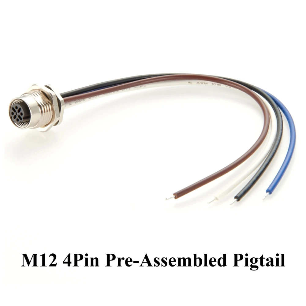 

Profinet M12 D Code 4Pin Female Front Panel Mount Cable IP67 Sensor Receptacle Socket Electrical Cable Pre-Assembly Pigtail