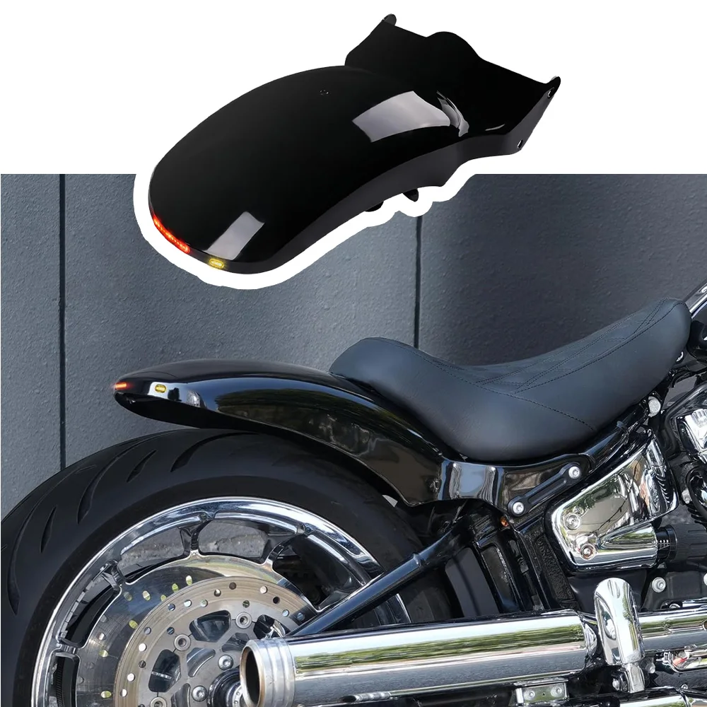 

Motorcycle LED Brake Turn Signal Light Rear Fender Mudguard Cover for Harley Fat Boy Breakout 2018 up