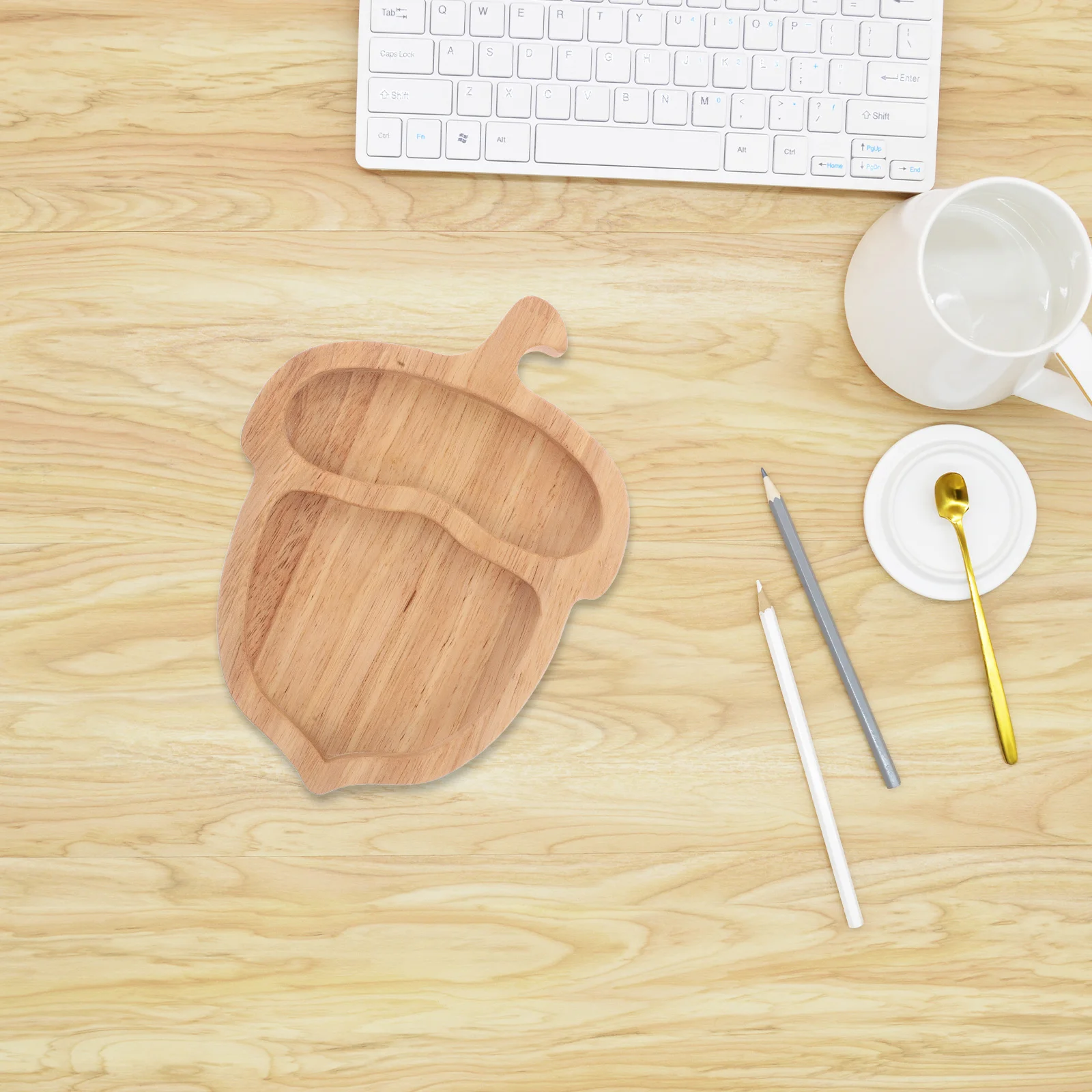Bandeja de Madera con Forma de Bellota para Organización de Bañera, Plato de Madera para Aperitivos, Postres y Charcutería