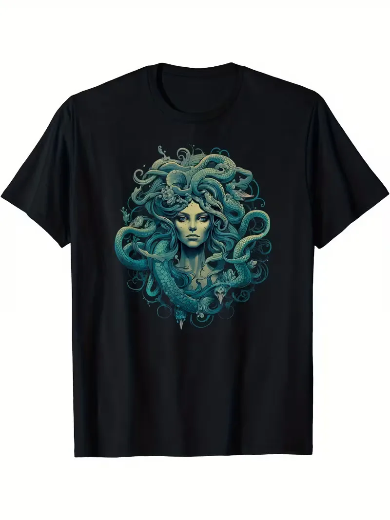 

Medusa Greek Mythology Ancient Dark Retro Design Halloween T-Shirt, Men's T-Shir