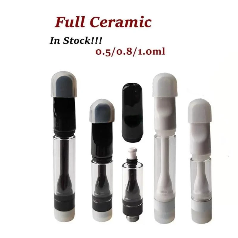 10pcs Full Ceramic Vape Cartridge Atomizer Lead Free 510 Thread Cartridges 0.5ml/1.0ml Electronic Cigarettes Thick Oil Vaporizer