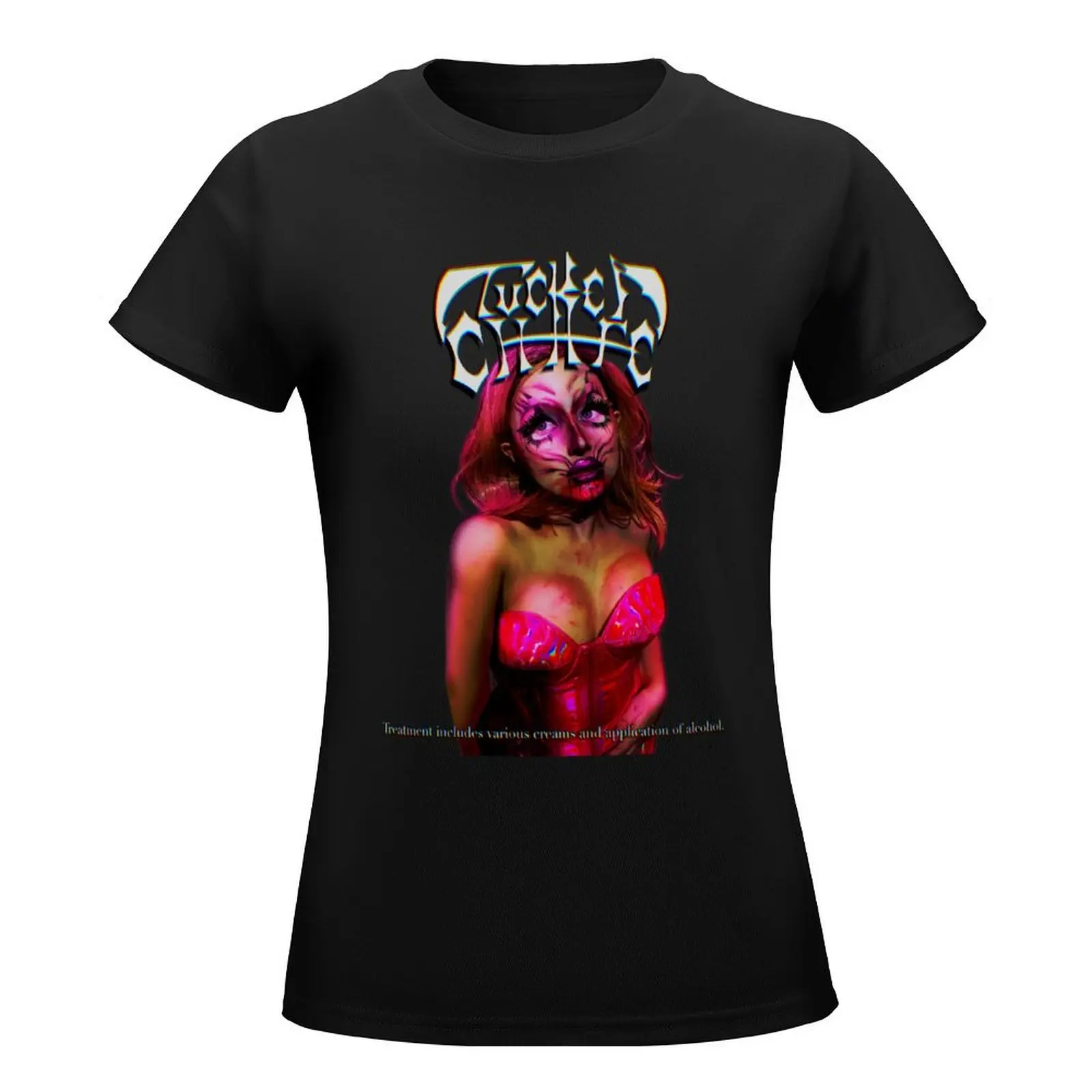 Tucker Chafe Drag Queen Black Metal Design Pink T-Shirt sweat cute tops ariat shirts for Women