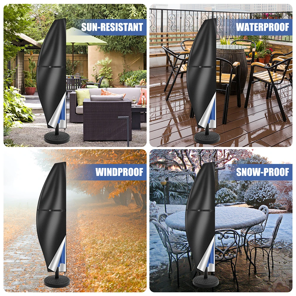 2pc Offset Umbrella Cover Waterproof Oxford Fabric 1.7m to 2.8m Banana Parasol Outdoor Anti-UV Rain Covers ith Rod &Pull Ring