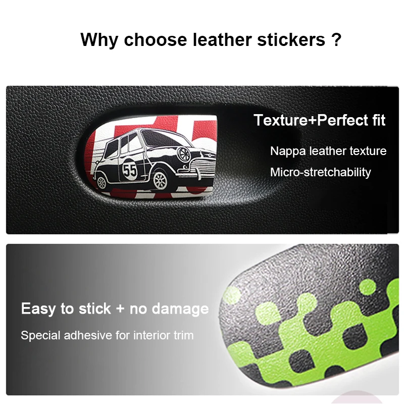 Leather Car Glove Box Handle Decoration Cover Trim Patch Car Stickers for MINI Cooper S JCW F55 F56 F57 Interior Accessories