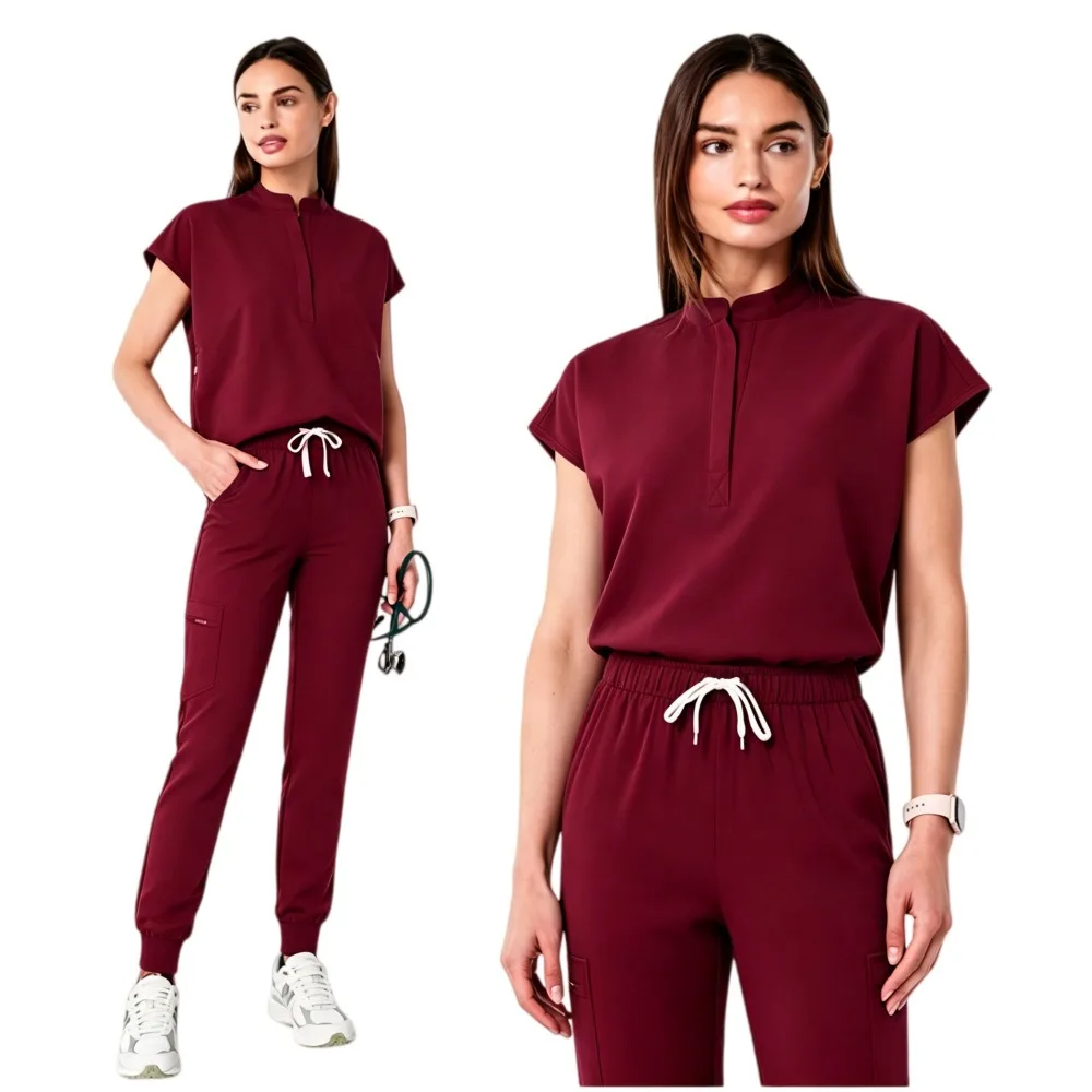 women-scrub-set-operating-room-uniform-scrubs-hospital-working-doctor-nursing-tunic-suit-comfortable-short-sleeve-workwear