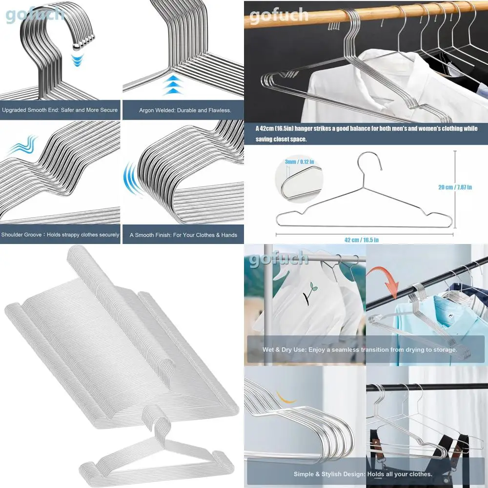 

100-Pack Heavy Duty Stainless Steel Hangers - Thin Design, Non-Slip Shoulders, 16.5 Inch Wire Coat Hangers