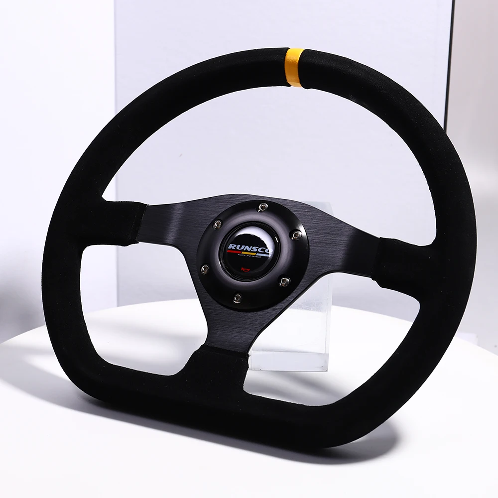 320mm Flat Steering Wheel Suede Frame Aluminum Racing Drift Pc Game Universal Steering Wheel Control