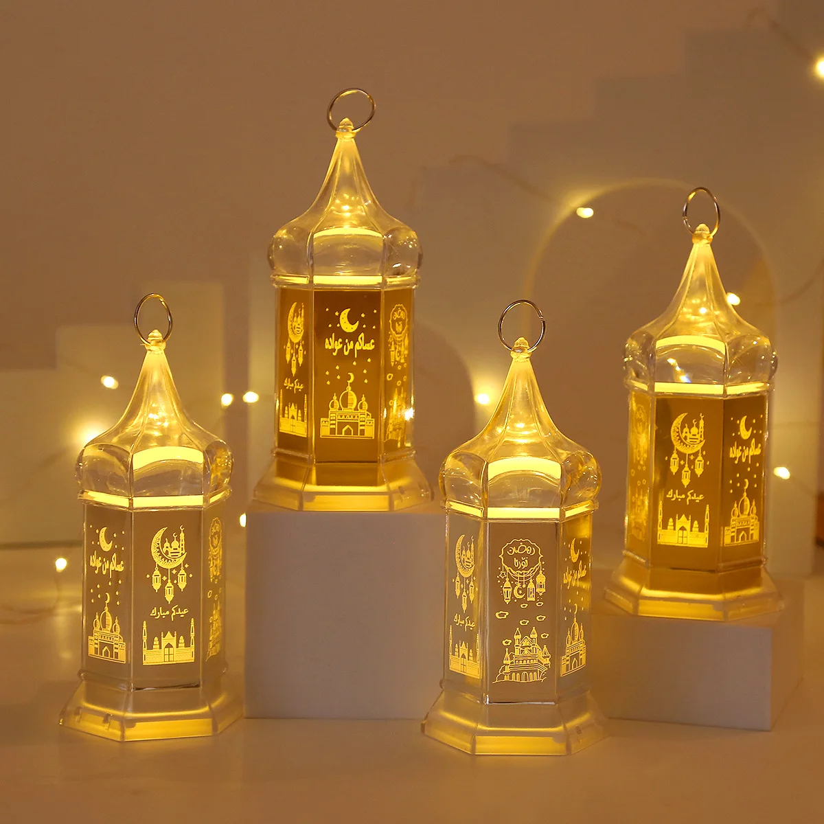 Eid al Fitr Candlestick Lantern Storm Lantern Muslim Festival Decoration LED Ramadan Decoration Ornament