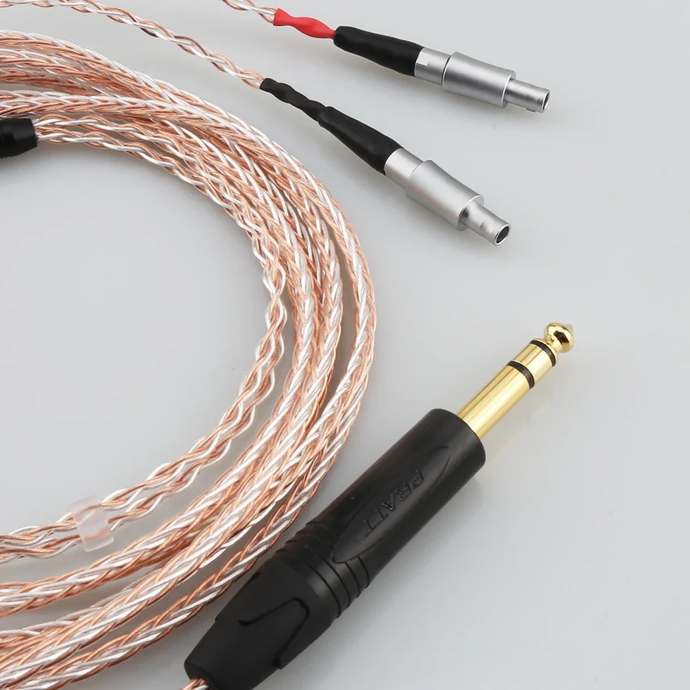 HIFI 6.35mm 4pin XLR Balanced Male 8 core 7N OCC Single crystal Handmade Headphone Upgrade Cable for HD800 HD800S Headphone