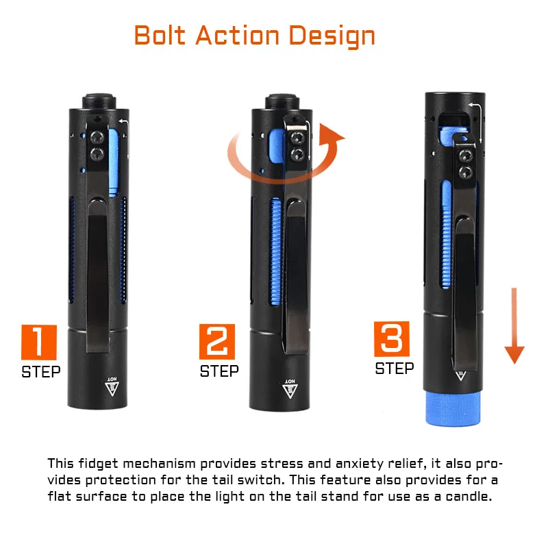 ACEBEAM-linterna LED Rider RX 2,0 Max 1000 lúmenes EDC AA, diseño de acción de perno, resistente al agua IP68