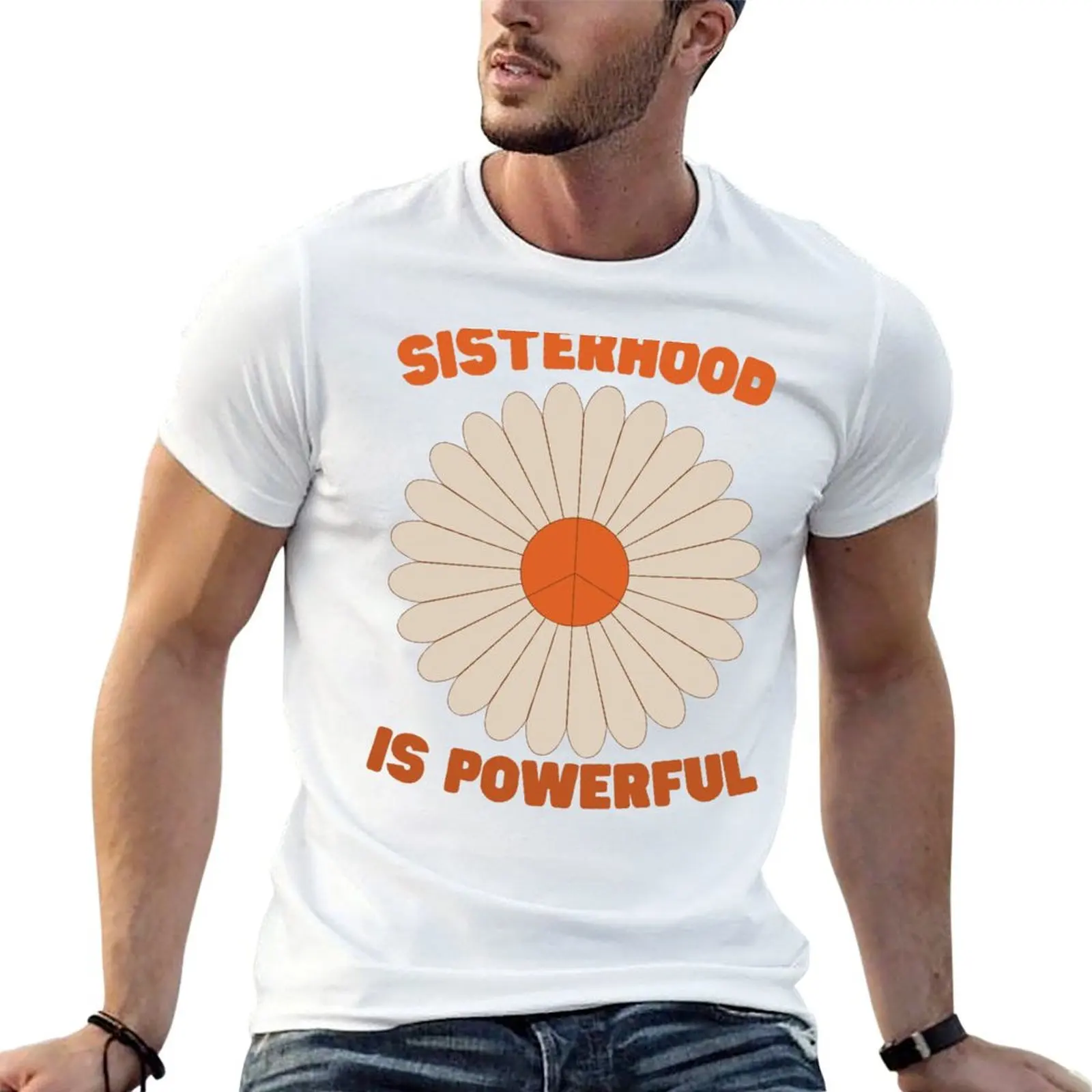 Daisy-Sisterhood is Powerful-Stickers T-Shirt plain graphics sweat shirts, men