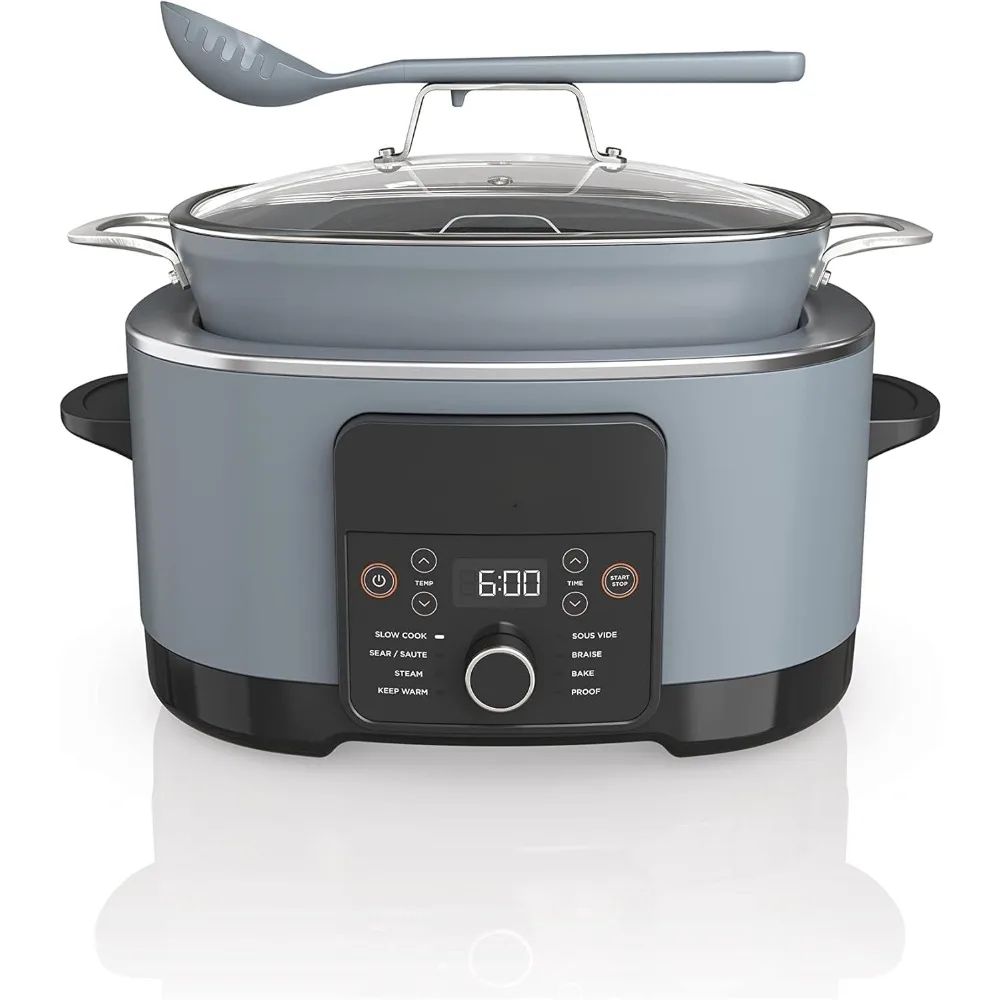 

Pressure cooker, 8.5QT, with 8-in-1 slow stew, grilling, steaming, glass lid spoon, non stick pot, oven, pressure cooker