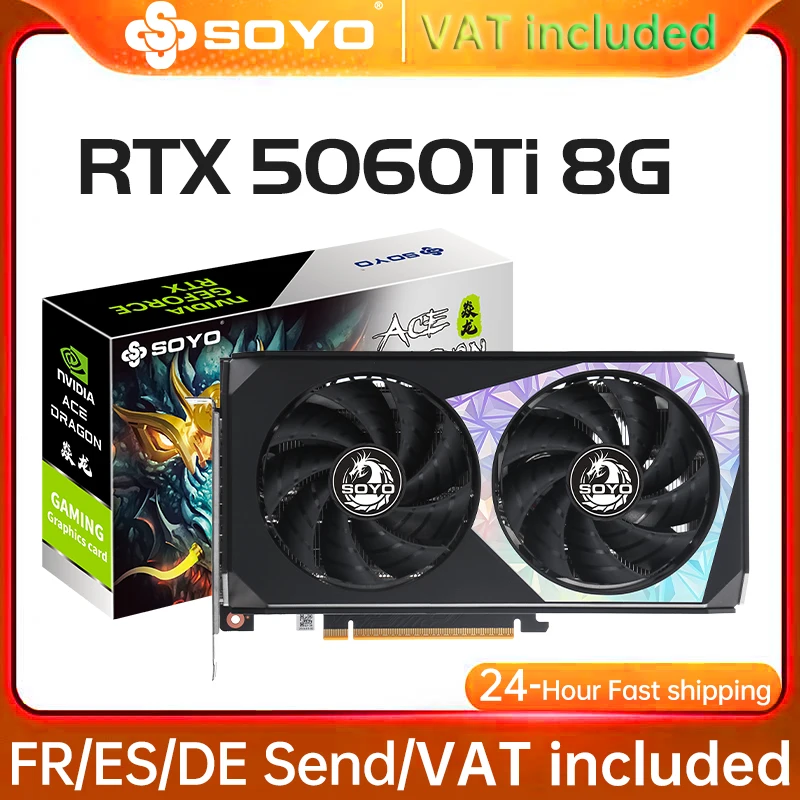 SOYO RTX5060TI 8G NVIDIA GeForce RTX 5060Ti 128Bit GDDR7 8Pin PCI Express 5.0 Gaming-Grafikkarte ‌ Desktop-Computer-Komponenten - Graphic Card