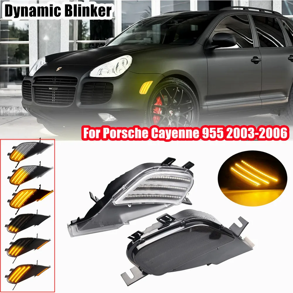 2x Side Marker Light Dynamic Yellow LED Side Marker Turn Signal Lights For Porsche Cayenne 955 2003-2006 Car Light Accessories