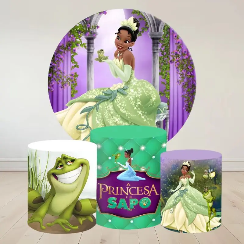 

Hasbro Princess Tiana Cylinder Cover Round Photo Backdrop Event Birthday Party Props Plinth Dessert Table Photography Background