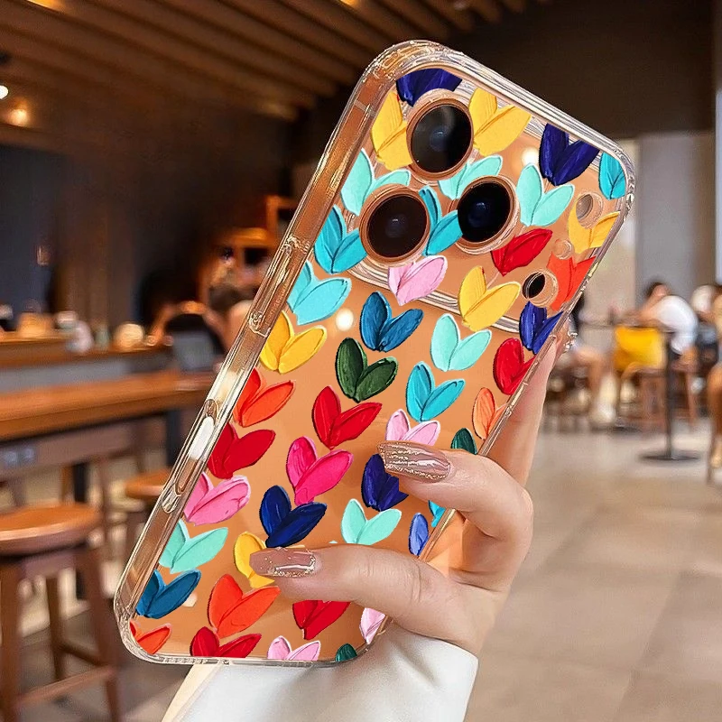 Funda con Diseño de Corazones y Lunares Coloridos para iPhone 17 Pro Max 16 15 14 Plus 13 12 11 Pro 16E 17 Air 7 8 SE 2 3 4, Estilo Minimalista Y2K