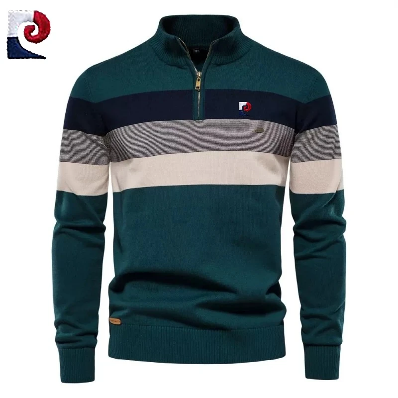 New Men's Knitted Half Zipper Sweater Spring and Autumn Fashion Casual Warm Versatile Top
