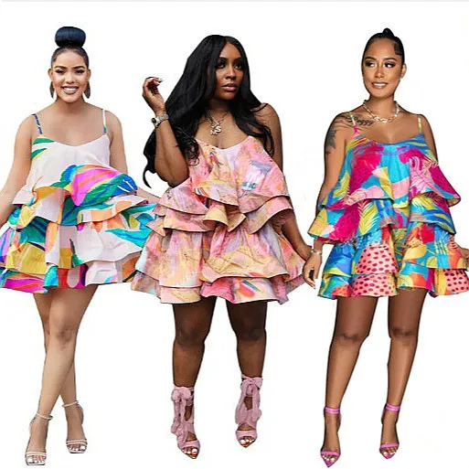 Layered Print Corset Strap Dress, Dresses for Women Spring Summer, Bodycon Tube Top Jumpsuit Playsuit