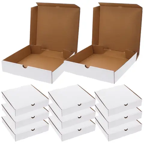 30pcs White Kraft Pizza Boxes Small Corrugated Pizza Boxes Reusable Pizza Boxes Oven Takeaway Packaging Cardboard Pizza Boxes