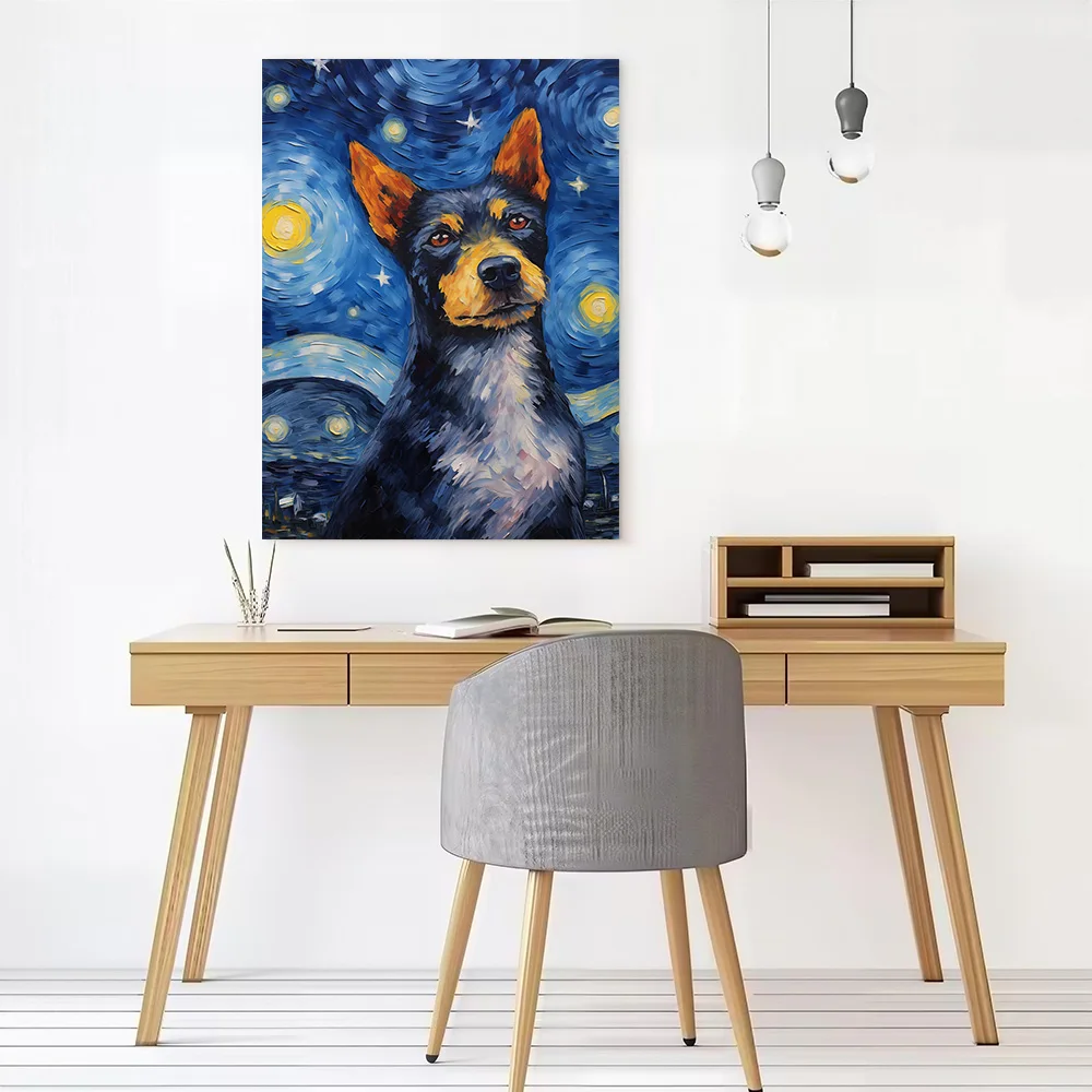 Blue Heeler Dog Van Gogh Canvas Wall Art Poster Custom Wall Paintings Personalized Photo Printing for Home and Decoration Room