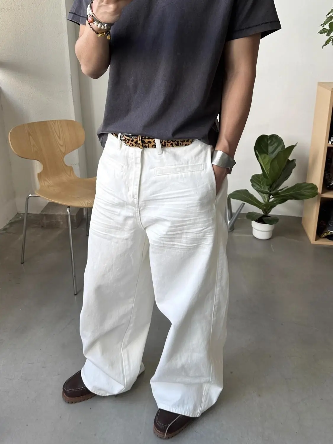 Jean Vintage blanc pour femme, taille haute, Baggy, décontracté, Y2K, années 2021, pantalon Cargo droit, Streetwear, jambes larges, Denim, automne 2000