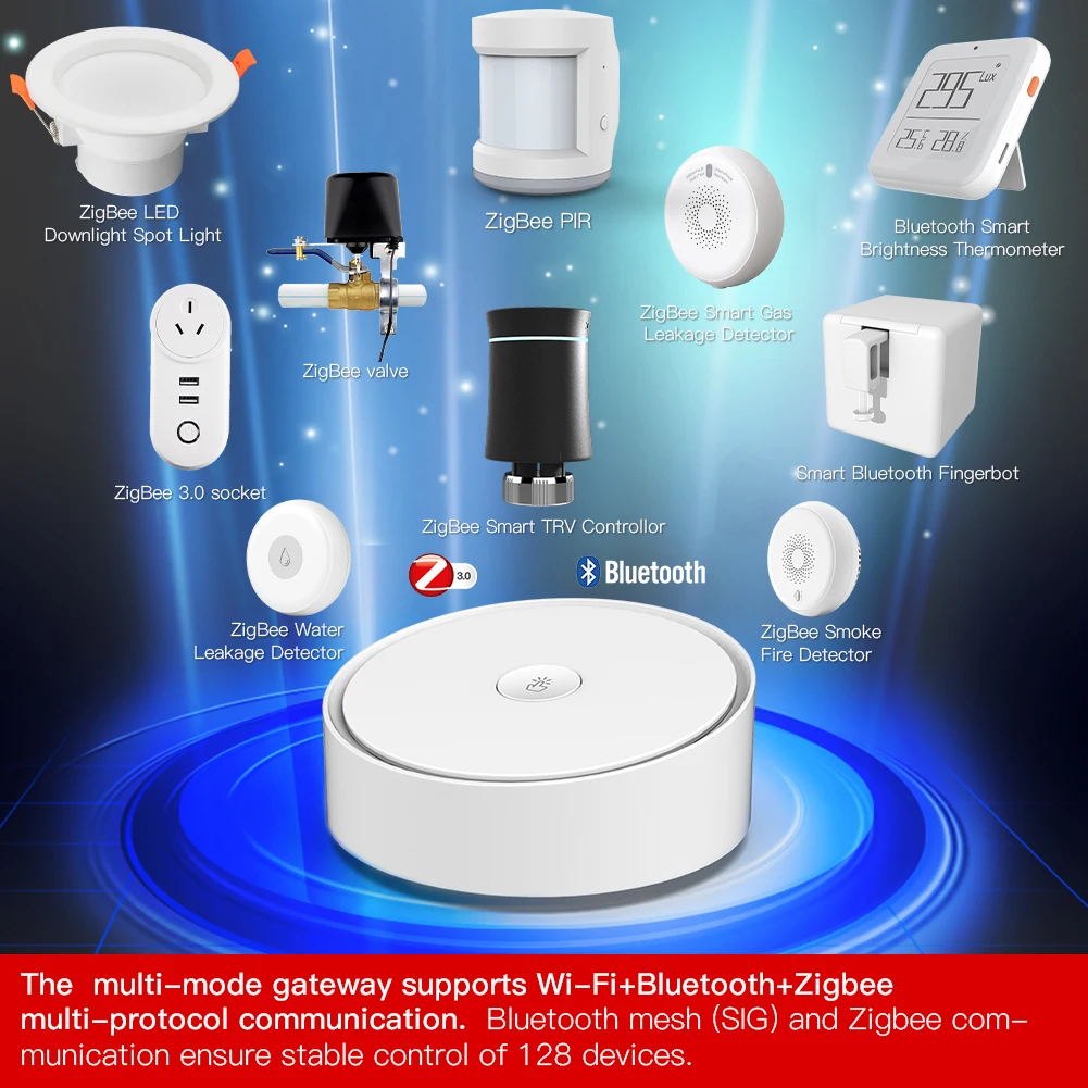 Tuya Smart ZigBee Wireless Gateway Hub, APP Timing One Key Arm Disarm Central Gateway for Home Security Alarm System