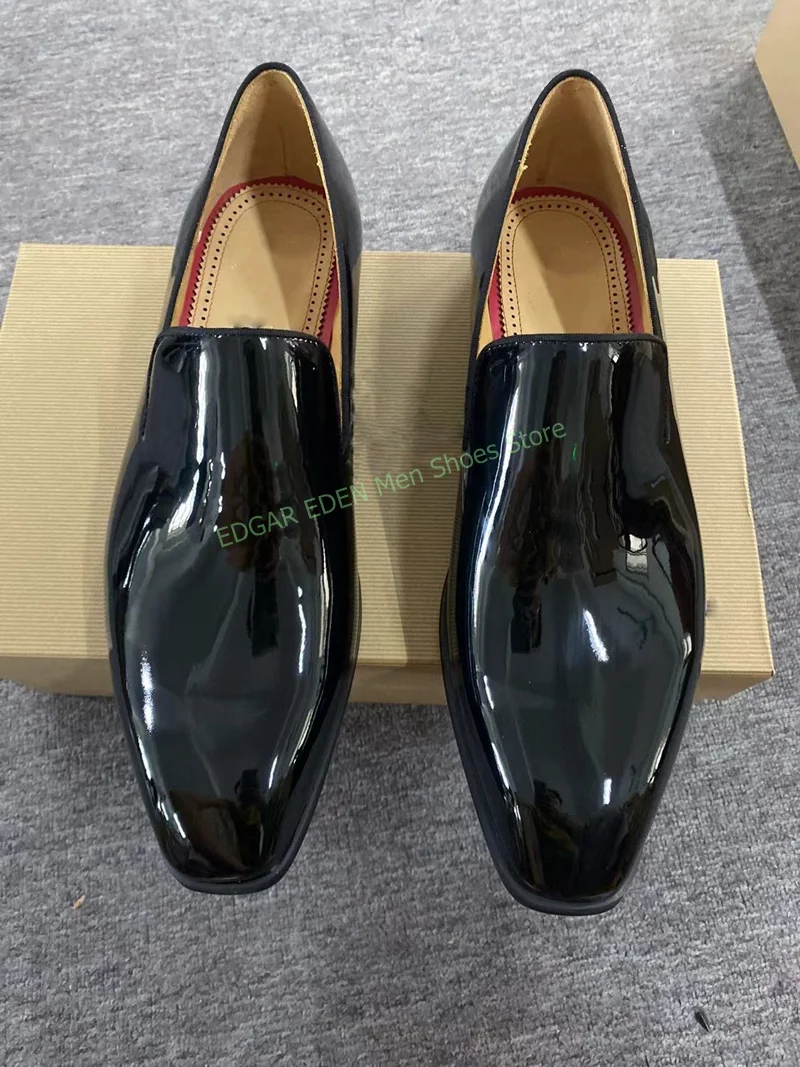 Bling Men\'s Patent Leather Black Single Shoes Male Comfortable Slip On Spring Autumn Pointed Toe Party Wedding Shoes For Male