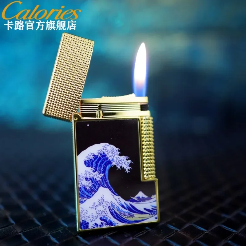 

Calories Aloud Sound Inflatable Lighter Windproof Steel Sound Side Slip Brass Cigarette Lighting Tool Creative Surfing Pattern