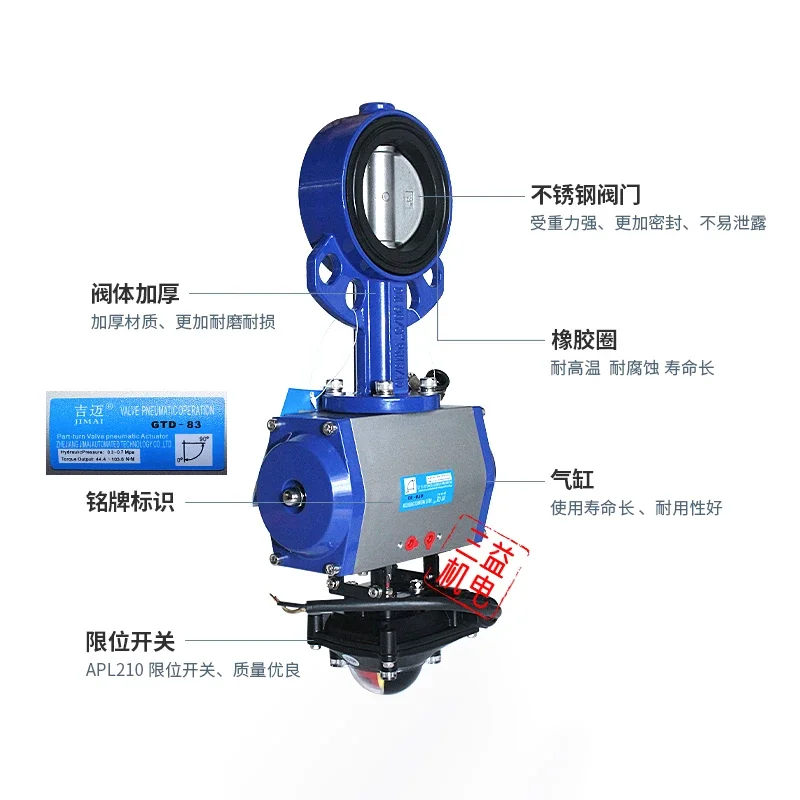 Jimai Pneumatische Stof Vlinderklep D671-10 Wafer Type Vlinderklep Mengstation Originele Fabriek Additief Vlinderklep