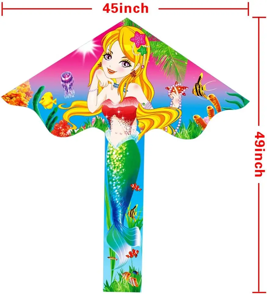 Outdoor Fun Sports New Mermaid Kite For Beginner Delta Kites For Kids And Adults  Come With String And Handle Easy To Fly