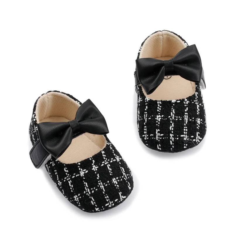 Baby Girl Shoes  Fashion Cotton Linen Plaid Bow Toddler Shoes 1-3 Years Old Princess Wind Soft Soled Toddler Shoes