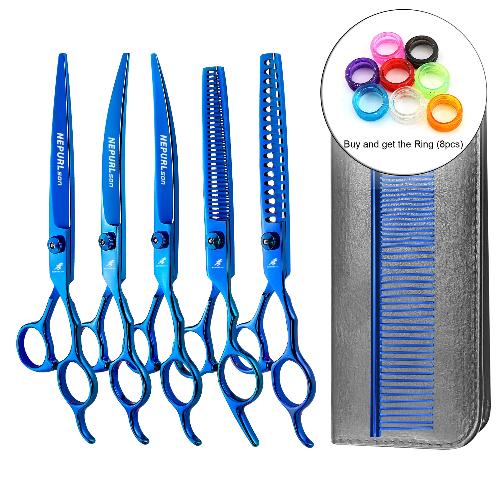 

7.0 "dog pet grooming scissors Thinning scissors Trimming scissors Curved scissors Cutting scissors 5 sets set